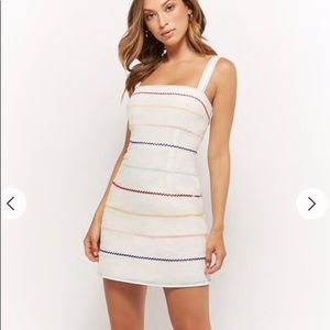FOREVER 21 Embroidered Multicolor Striped Dress